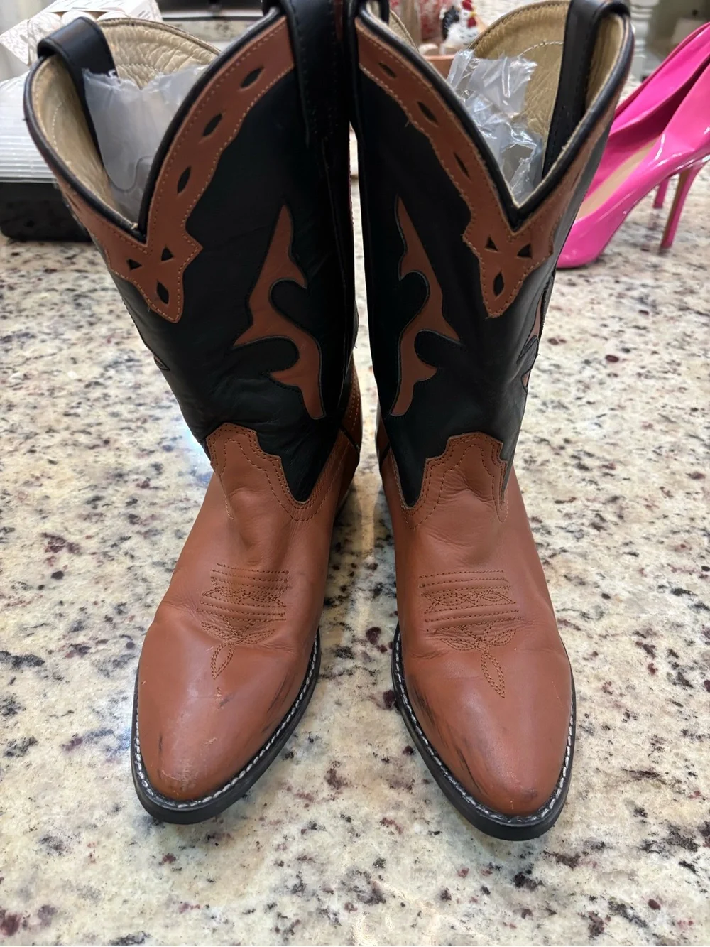 Dan Post Black and Brown Two-Tone Western Cowboy Boots